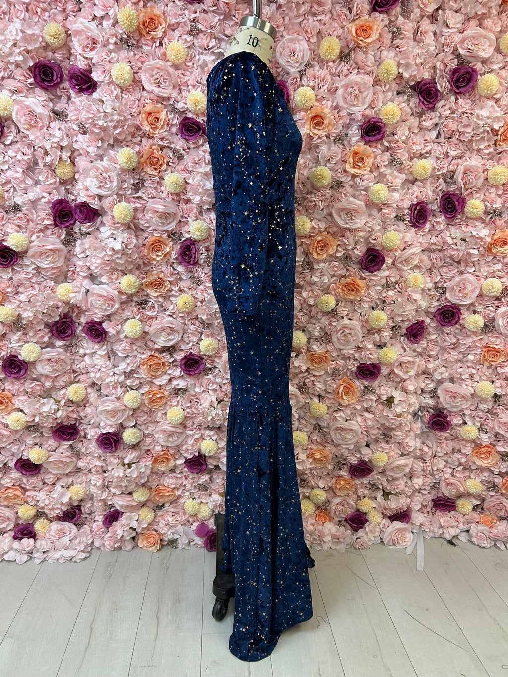 The Siren Mermaid Dress, fitted velvet hoodoo ritual gown with long sleeves, view 2