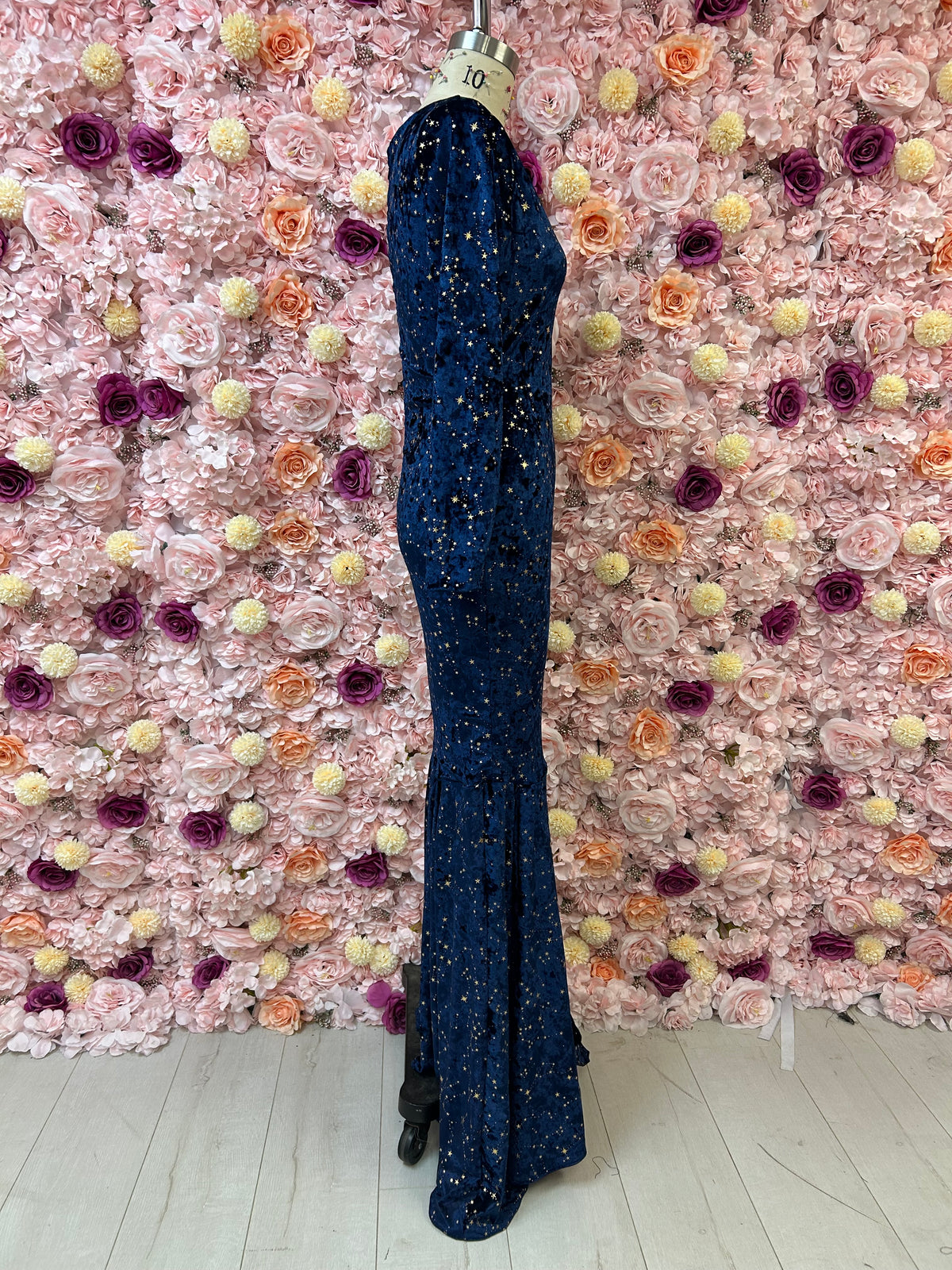 The Siren Mermaid Dress, fitted velvet hoodoo ritual gown with long sleeves, view 2
