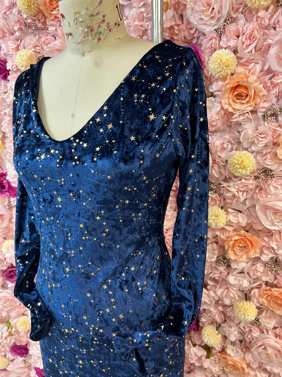 The Siren Mermaid Dress, long sleeve velvet mermaid gown by Divination Barbie, view 4